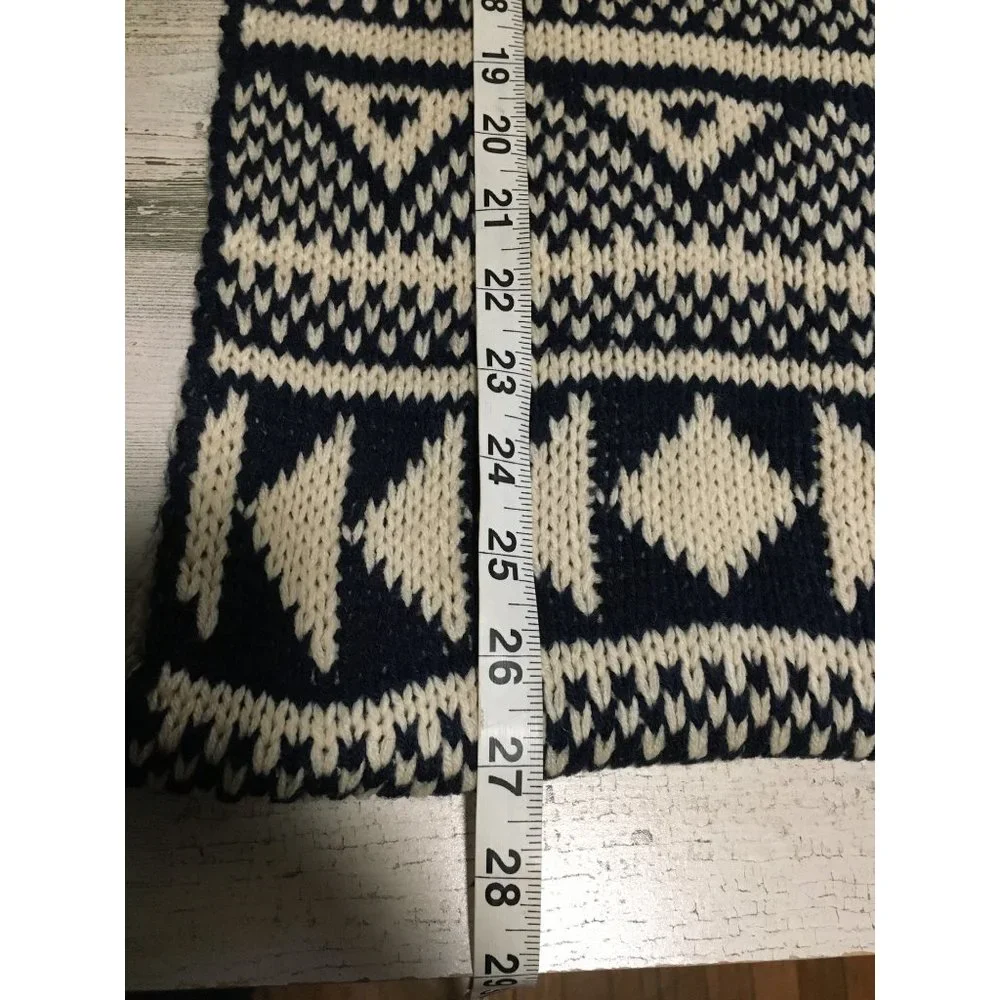 Navy cream geometric patterned infinity scarf